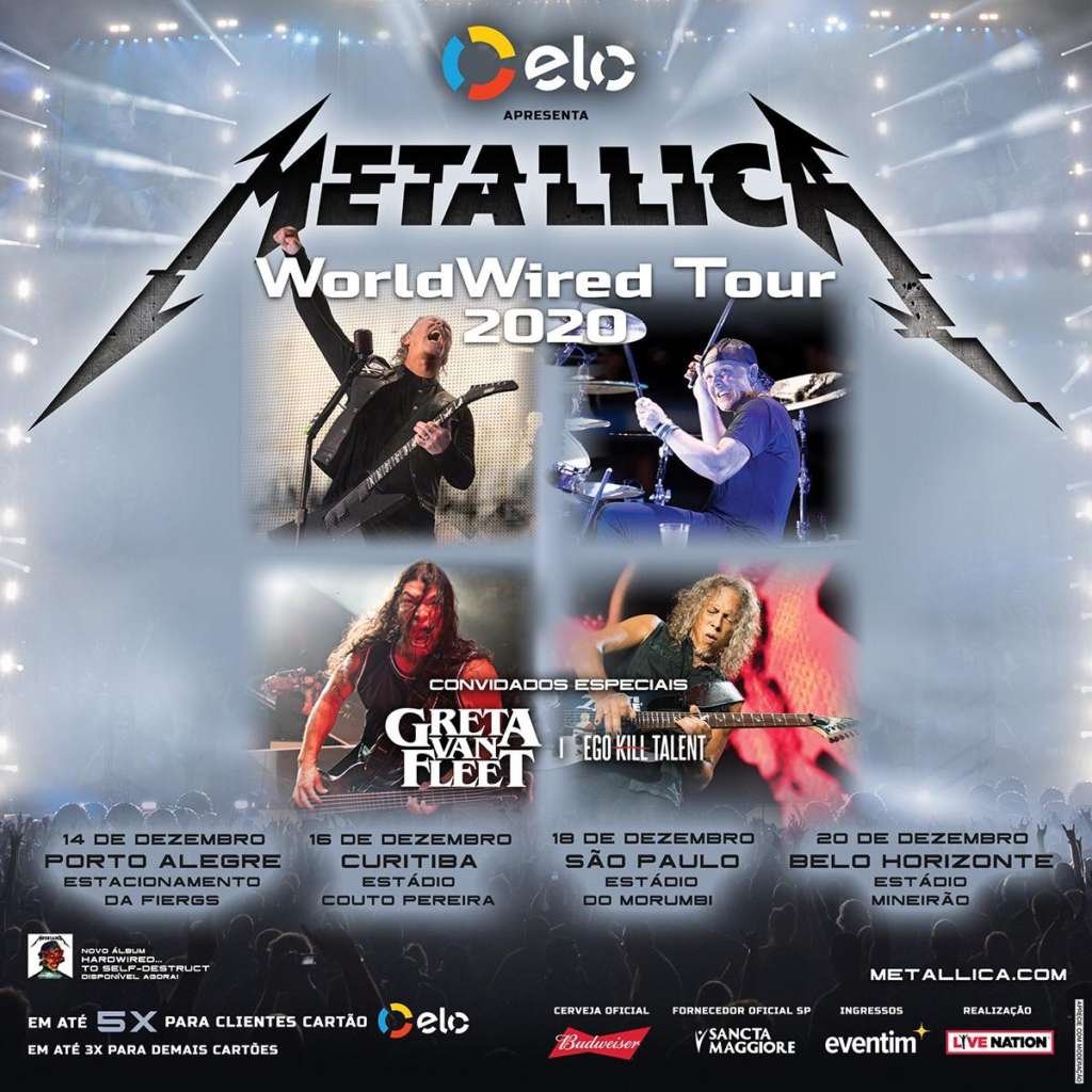 Metallica shows reagendados para Dezembro